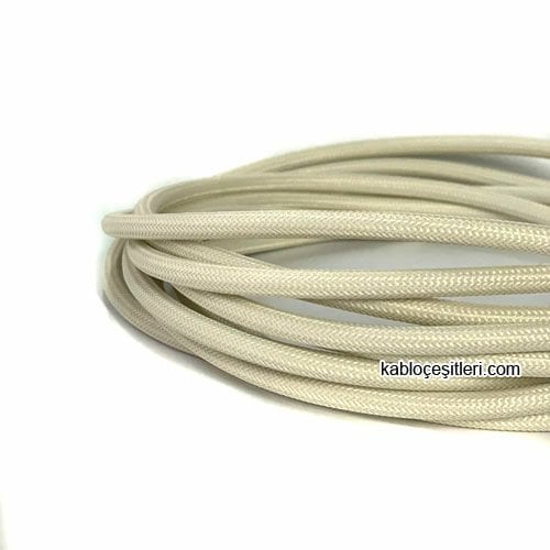 Marketcik 2x0,50mm Beyaz Renkli Dekoratif Örgülü Kumaş Kablo, 5 Metrelik Paket