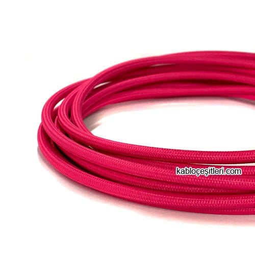 Marketcik 2x0,50mm Pembe Renkli Dekoratif Örgülü Kumaş Kablo, 5 Metrelik Paket