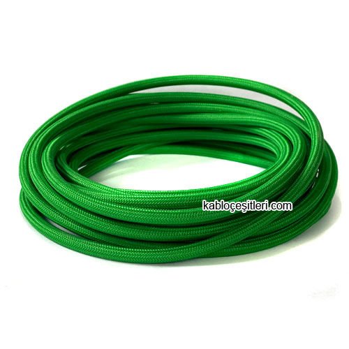 Marketcik 2x0,50mm Yeşil Renkli Dekoratif Örgülü Kumaş Kablo, 100 Metrelik Paket