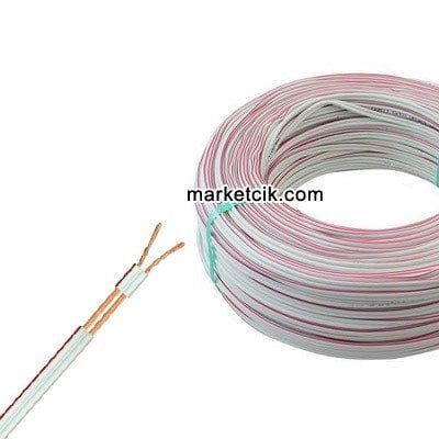 2x0,75 mm Beyaz Alüminyum CCA Kordon Kablo, 100 metre