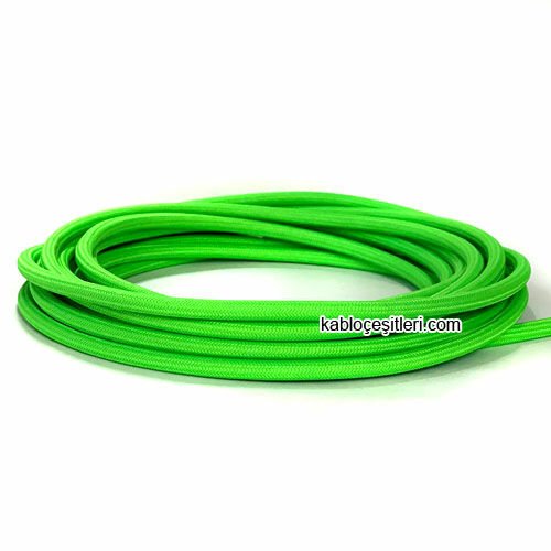 Marketcik 2x0,50mm Fosforlu Yeşil Renkli Dekoratif Örgülü Kumaş Kablo, 5 Metrelik Paket