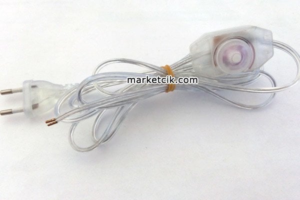 Kablocesitleri 2 metre Şeffaf Renk Dimer Anahtarlı Fişli Abajur Lambader Kablosu