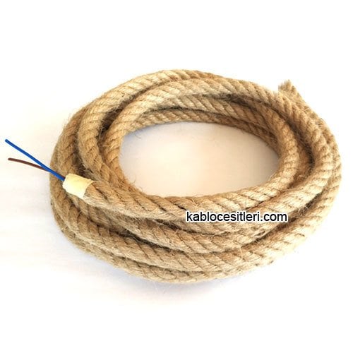 Marketcik 1cm Dekoratif Örgülü Hasır Halat Kablo, 1 Metre