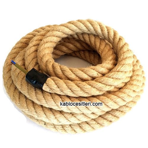 Marketcik 2cm Dekoratif Örgülü Jut Hasır Halat Kablo, 1 Metre