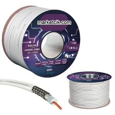 Kablocesitleri 500 metre RG6-U4 Bakır Uydu Çanak Anten Kablosu