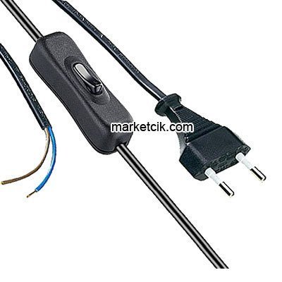 Kablocesitleri 1,50 metre Siyah Renk Aç Kapa Arapuar Anahtarlı Fişli Abajur Lambader Kablosu Bakır-CCA 50-100 Adet 50 Adet (1 Koli)