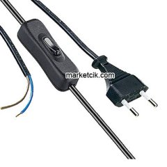 Kablocesitleri 2 metre Siyah Renk Aç Kapa Arapuar Anahtarlı Fişli Abajur Lambader Kablosu Bakır-CCA 50-100 Adet 100 Adet (1 Koli)