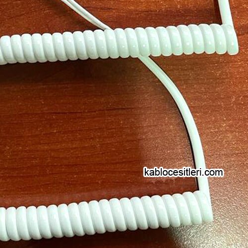 2x0,75 Yassı Beyaz Spiral Kablo 40 cm-2 metre Fön Saç Kurutma Makinası Kablosu