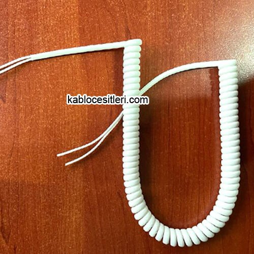 2x0,75 Yassı Beyaz Spiral Kablo 40 cm-2 metre Fön Saç Kurutma Makinası Kablosu